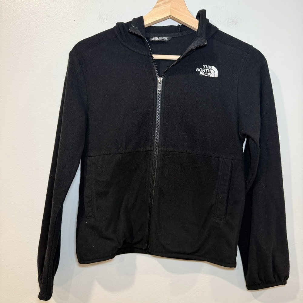 The North Face Youth Boys Black Full Zip Fleece Hoodie Jacket Size M 10